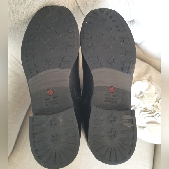 Blondo Black Tall Leather Riding Boot Side Zip Round Toe Block Heel Waterproof - Picture 7 of 16